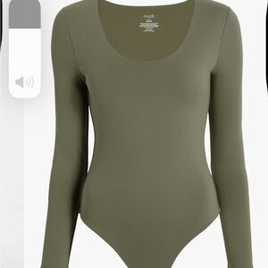 Nuuds Olive Green and Black Long Sleeve Bodysuits